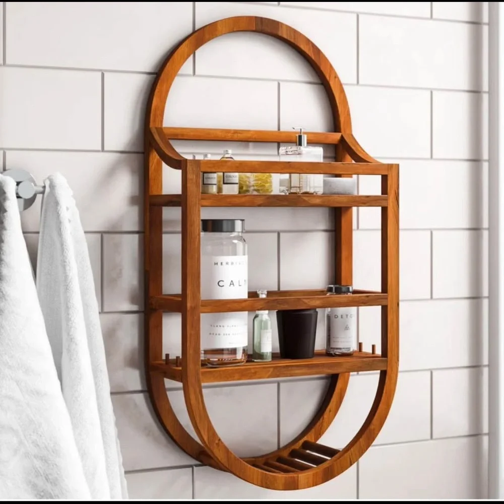 Gospava Elegant Teak Bath Shelf